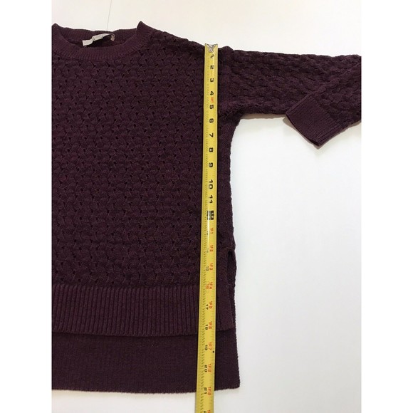 Ann Taylor LOFT Long Sleeve Pullover Knit Sweater Hi Low Hem Burgundy Small S - Picture 11 of 12